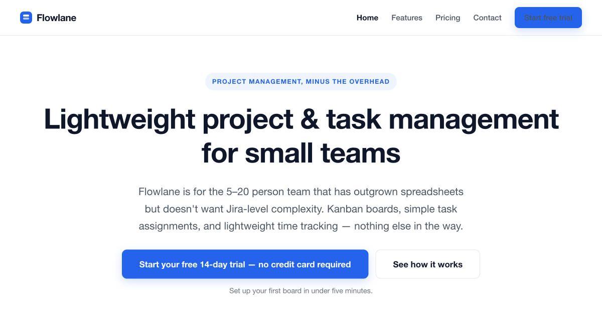Flowlane SaaS homepage