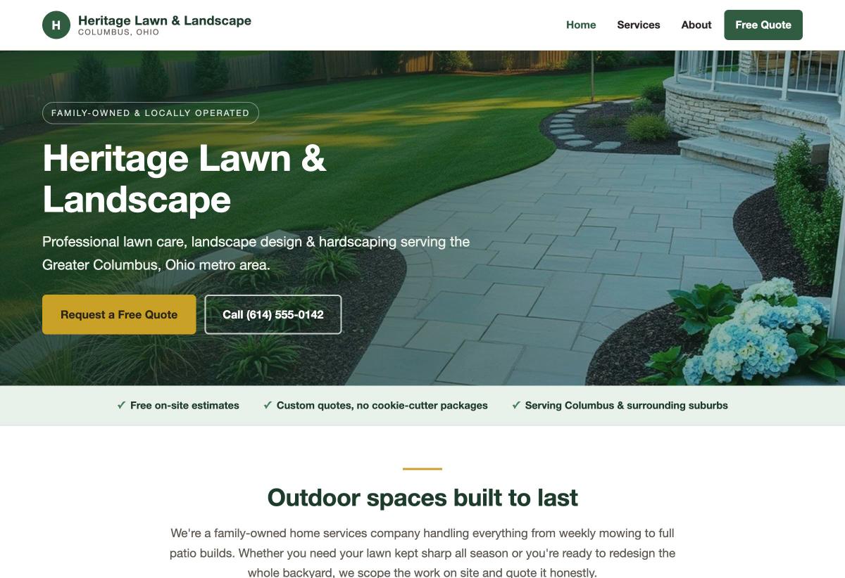 Heritage Lawn & Landscape homepage
